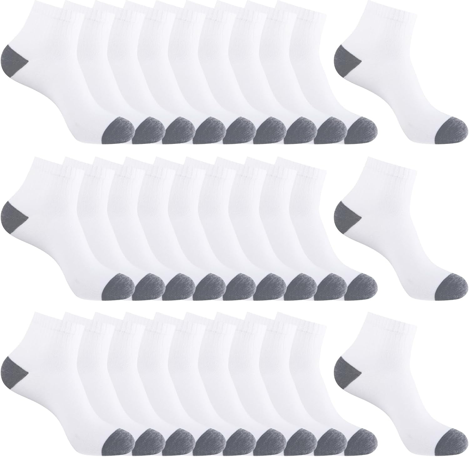 30 Pairs Ankle Socks For Men/Women - Breathable Mens Socks Size 10-13 Mini Crew Quarter Sock Value Pack in Bulk