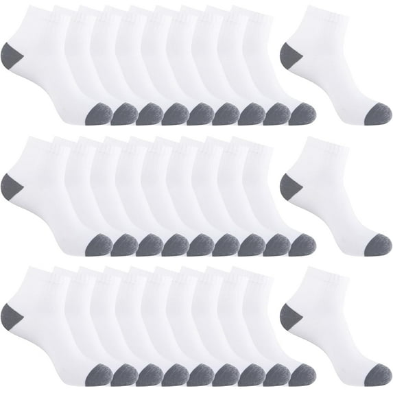 30 Pairs Ankle Socks For Men/Women - Breathable Mens Socks Size 10-13 Mini Crew Quarter Sock Value Pack in Bulk