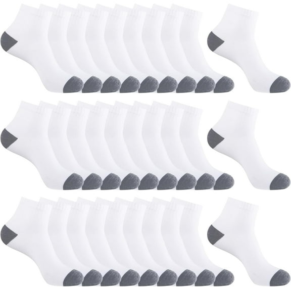 30 Pairs Ankle Socks For Men/Women - Breathable Mens Socks Size 10-13 Mini Crew Quarter Sock Value Pack in Bulk
