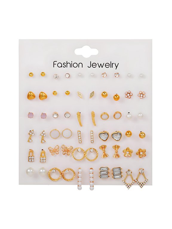 30 Pairs Earring Set, Alloy Earring Sets for Women, Low Allergenicity Small Earrings Stud Earrings for Women,Style7,Style7