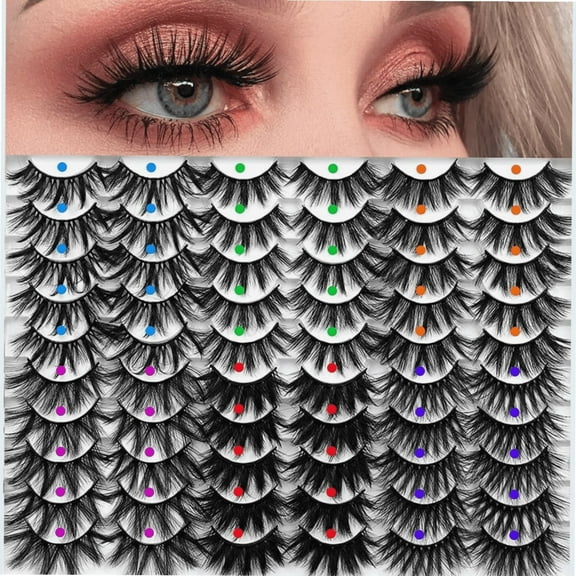 30 Pairs False Eyelashes 6 Styles Mixed 20MM Lashes Bulk Fluffy Volume 3D Faux Mink Lashes Pack