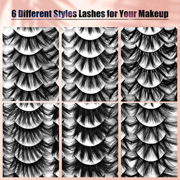 30 Pairs False Eyelashes 6 Styles Mixed 20MM Lashes Bulk Fluffy Volume 3D Faux Mink Lashes Pack