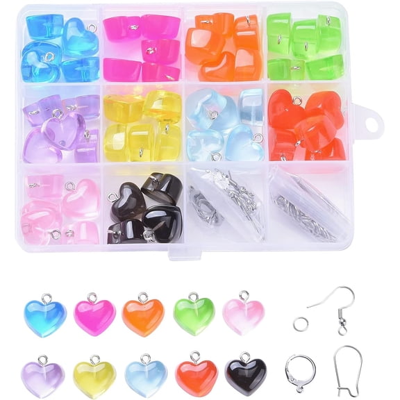 30 Pairs Heart Shape Resin Earring Making Kits with 24 Pcs Earring Hooks and 60 Pcs Jump Rings for Earring Making Jewelry