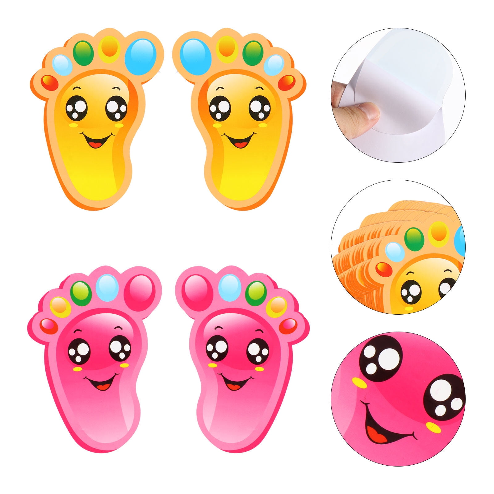 30 Pairs Kid Floor Stickers Floor Decals Lovely Footprint Stickers for