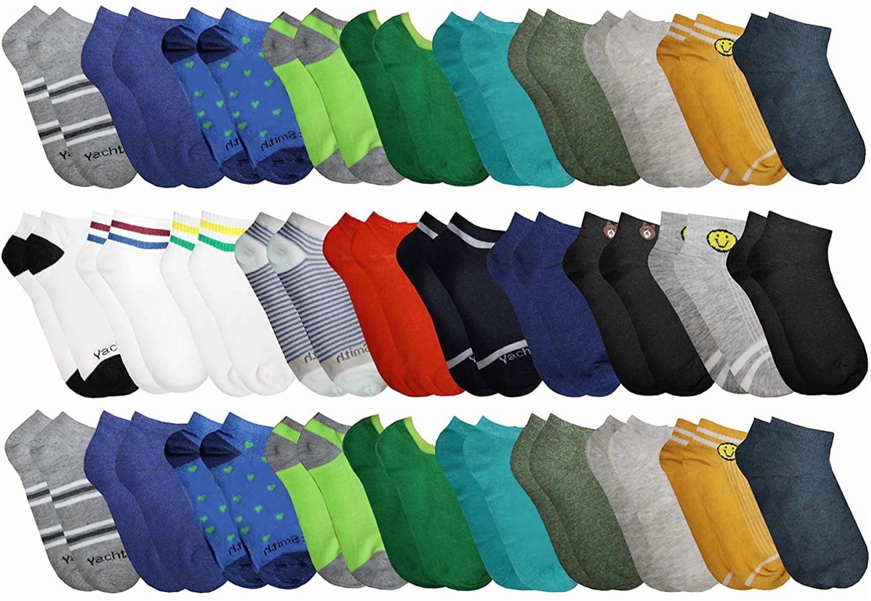 30 Pairs Low Cut Ankle Socks for Women Girls Boys Men, Bulk Pack, Fun Cute, Patterned Colorful Soft (30 Pairs Assorted (Boys))