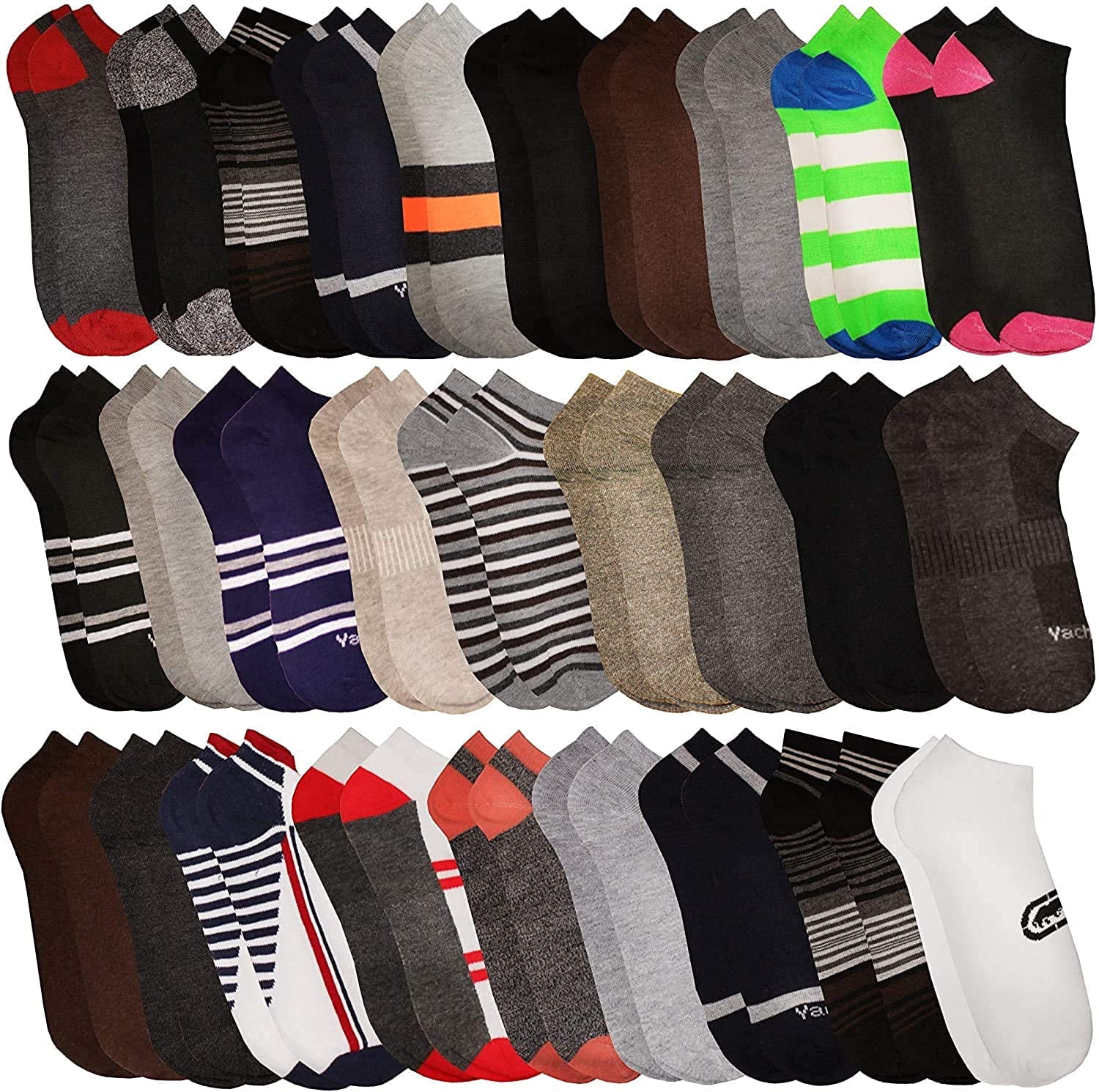 30 Pairs Low Cut Ankle Socks for Women Girls Boys Men, Bulk Pack, Fun Cute, Patterned Colorful Soft (30 Pairs Mens Colorful)