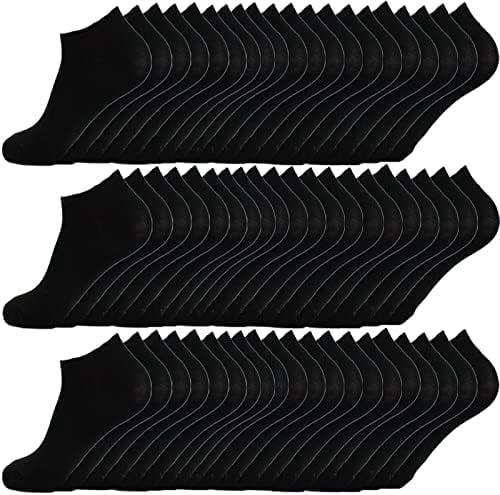 30 Pairs Men’s Thin Ankle Socks, Breathable Low Cut Casual Athletic Socks Bulk Black Size 9-11