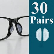 30 Pairs Soft Silicone Nose Pads, Self-Adhesive Anti-Slip Eyeglass Nose Pads for Glasses & Sunglasses, Clear 1mm