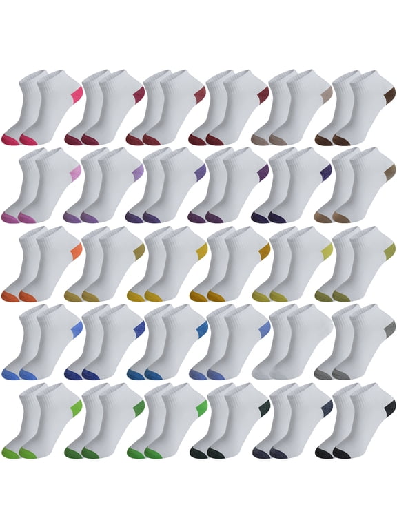 30 Pairs Women's Ankle Socks - Bulk Value Pack, Breathable White Casual Basic Athletic Sock Size 9-11