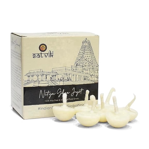 30 Pc Pure Ghee Diya Wicks Wax Free Ready to Light Cotton Batti for Pooja, Aarti & Diwali, Traditional Mandir Diya Wicks for Hindu Rituals