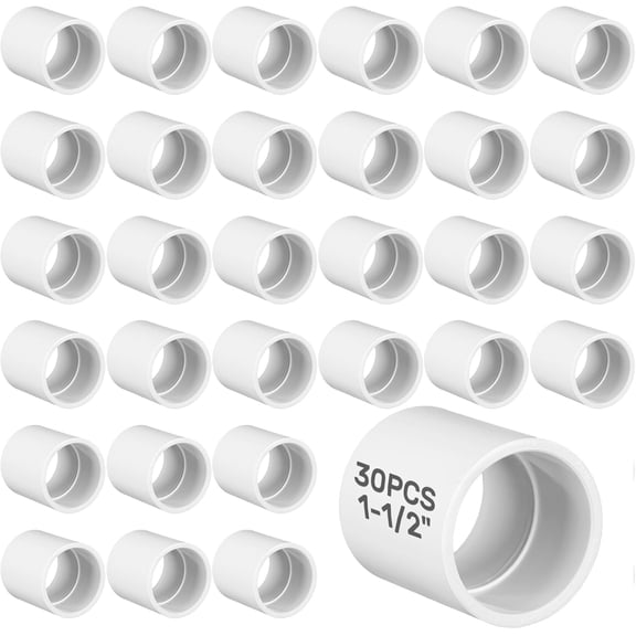 30 Pcs 1-1/2 Inch PVC Pipe Coupling Adapters Furniture Grade White PVC Fittings Connectors Slip x Slip SCH40 for Pool Irrigation