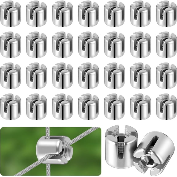 30 Pcs 1/8" Cable Cross Clamps T316 Stainless Steel Cross Clamps for Cable 3mm Wire Rope or Rod Fittings, Without Drilling Clips for Wire Trellis Kits