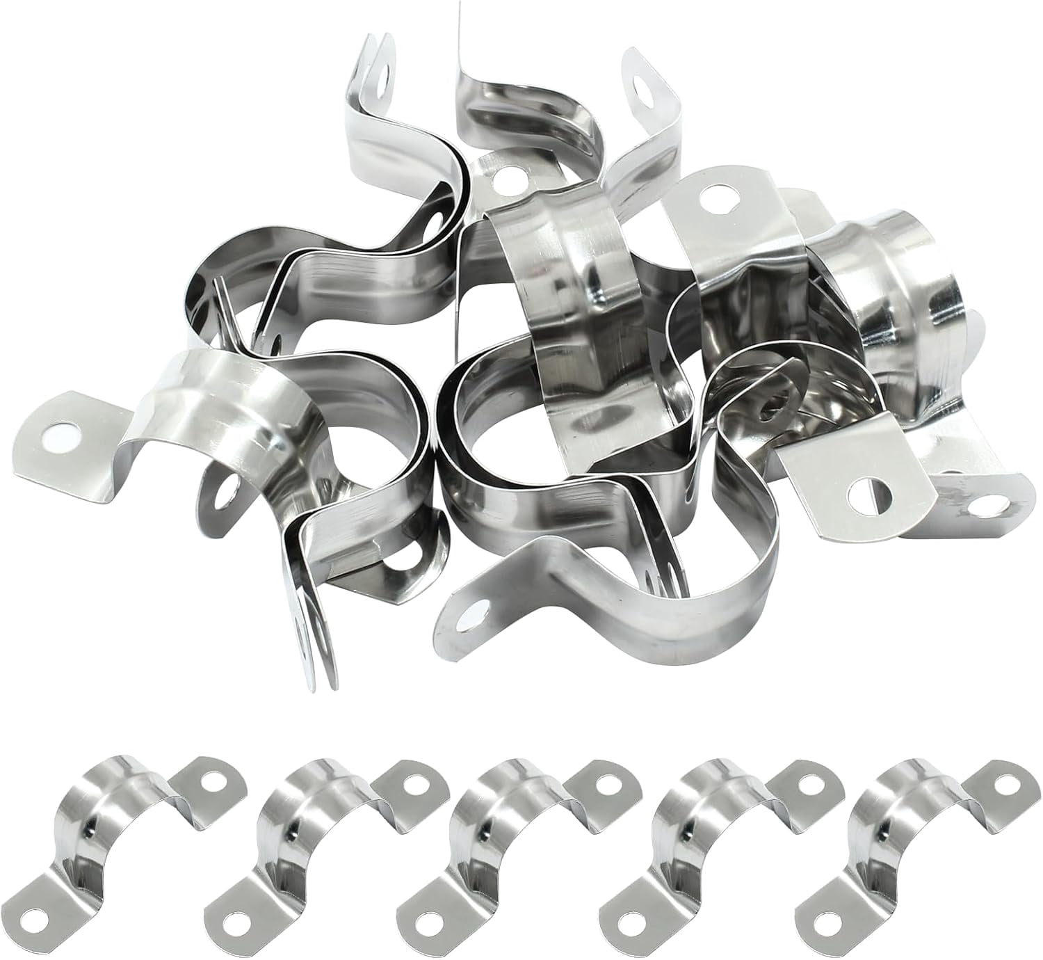 30 Pcs 1" Stainless Steel Rigid Pipe Strap U Bracket Two Hole Conduit ...