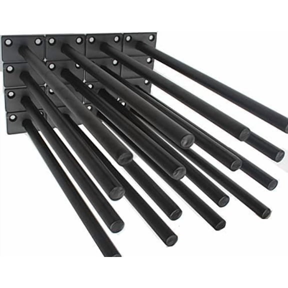 30 Pcs 10" Black Solid Steel Floating Shelf Bracket Blind Shelf Supports - Hidden Brackets for Floating Wood Shelves - Concealed Blind Shelf Support – Screws and Wall Plugs Included