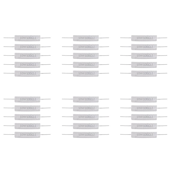 30 Pcs 10W Watt 100 Ohm 5%  Wirewound Cement Resistors