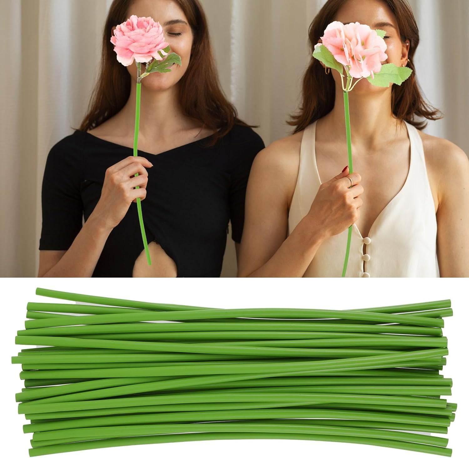 30 Pcs 12inch Plastic Flower Tubes Green Tubing Roll for Bundling
