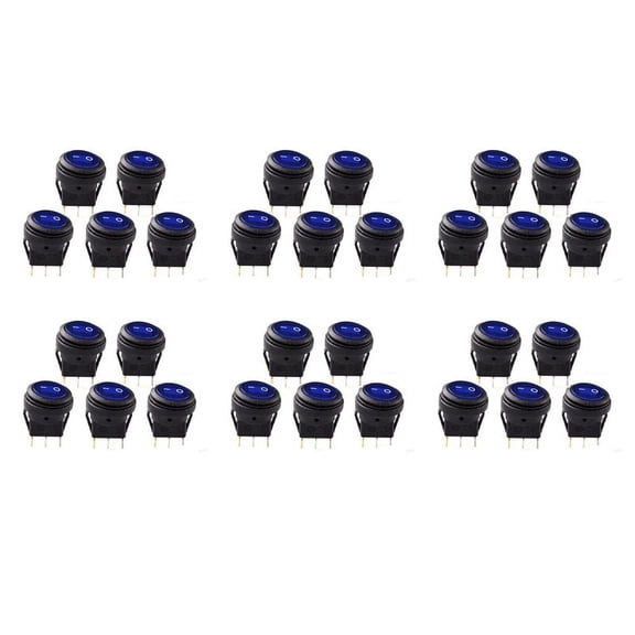30 Pcs 12V 20A Waterproof Round On/ Rocker Switch Car Auto Boat SPST