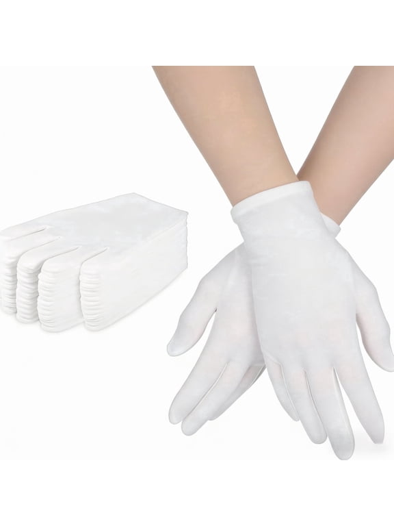 30 Pcs (15 Pair) White Cotton Gloves for Men and Women Dry Hands Moisturizing Eczema, Stretchable Cloth White Gloves for Coin Jewelry Silver Inspection
