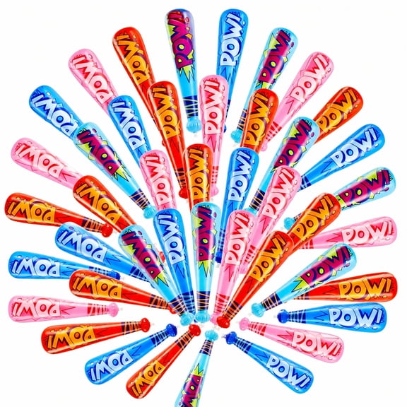 30 Pcs 16.5 Inch Inflatable Baseball Bats,PVC Mini Inflatable Toy Bats with Baseball Gift Bags for Sports Birthday Party Baseball Celebrations Game Party Colorful Sports Carnivals Supplies
