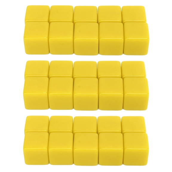 30 Pcs 16mm Dice Set(Yellow),Six Sided Blank Dice Write On Cubes Game for Math Teaching Education