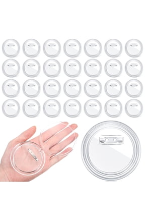 30 Pcs 2.3inch Blank Acrylic Pin Badges, Plastic Clear Craft Button with Safety Pins, Reusable for DIY Crafts, Custom Picture
