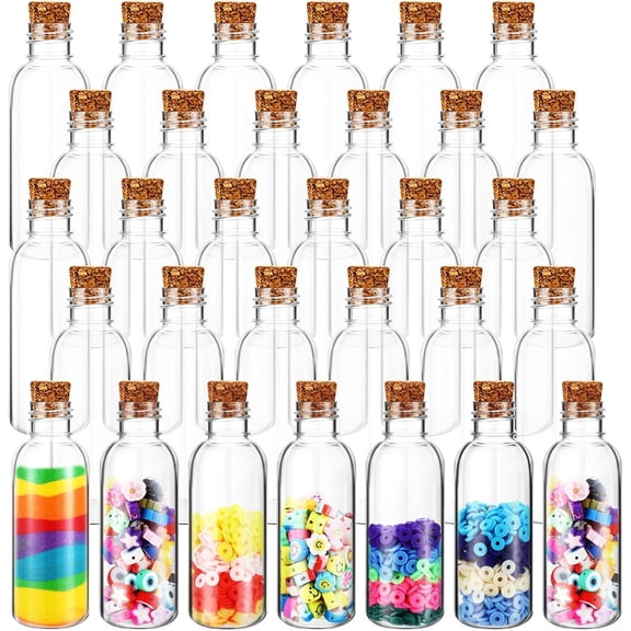 30 Pcs 2 oz Sand Art Bottles with Cork Stoppers Clear Potion Bottles with Cork Souvenir Jars Bulk for Souvenir Wish Bottles Home Decoration Room DIY Wedding Party Favors