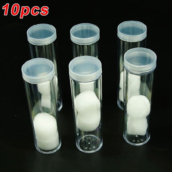 30 Pcs 21mm Plastic Portable Tube Holder Clear Round Cases Coin Storage Box, Round Clear Plastic (Penny Cent) Size Coin Storage Tube Holders Screw on Lid