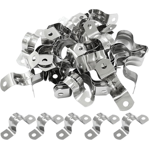 30 Pcs 3/4" Stainless Steel Rigid Pipe Strap U Bracket Two Hole Conduit Clamp for Cable Tube Fastening