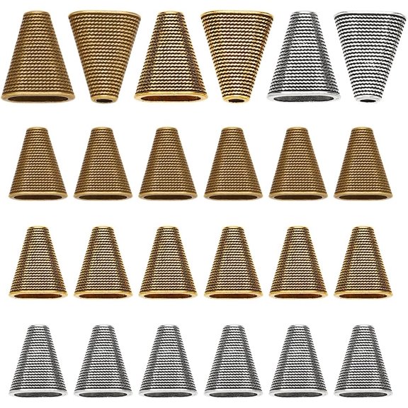 30 Pcs 3 Colors Tibetan Style Metal Cone Bead End Caps Alloy Cone Bead End Caps Flower Bead Caps Vintage Floral Bead Cones Jewelry DIY Accessories