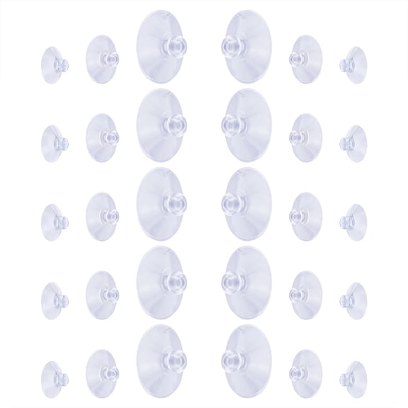 30 Pcs 3 Sizes Suction Cup Plastic Sucker Pads without Hooks Small Rubber Suction Cups Window Suction Cups for Home Kitchen Bathroom Organization Christmas Decoration Window Clear, White