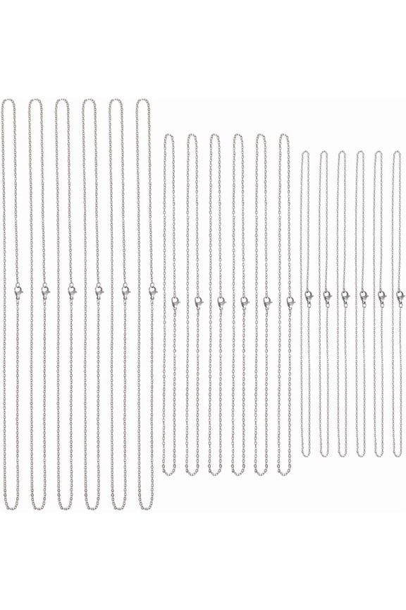 30 Pcs 304 Stainless Steel Chain 3 Styles Bulk Necklace Chain Jewelry Making Silver Chain Cable Chain Necklaces Set for Beadable Necklace Making 17.72~23.6 inch