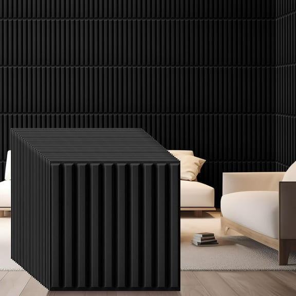 30Pack 3D Wall Panels for Interior Wall Décor Black 11.8"*11.8" Covering Panels, PVC Textured 3D Wall Tile for Living Room, Bedroom DIY Interior Décor