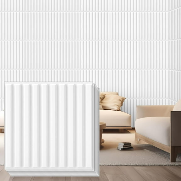 30 Pcs 3D Slat Wall Panels 11.8 x 11.8 Inch PVC Fluted Textured Panel Cuttable Glue up Wall Art Decorative Tiles for Ceiling Studio Bathroom Interior TV Background