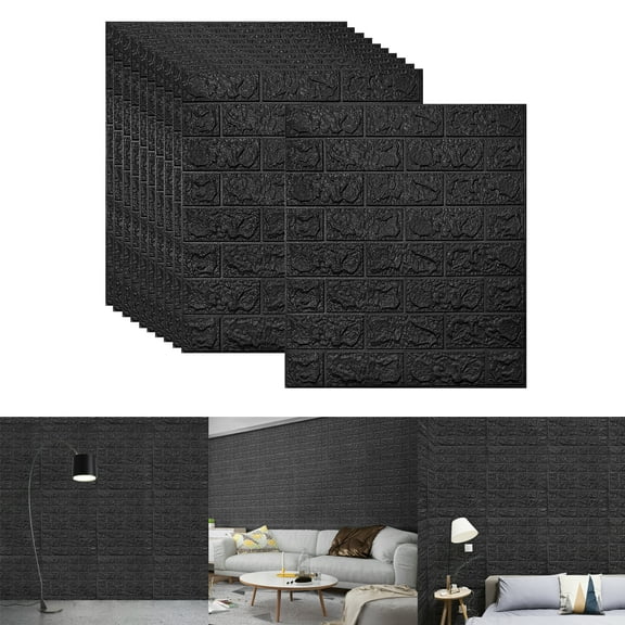 Art3d Black, Peel and Stick Wallpaper 44 Sq.ft, 30 Pieces