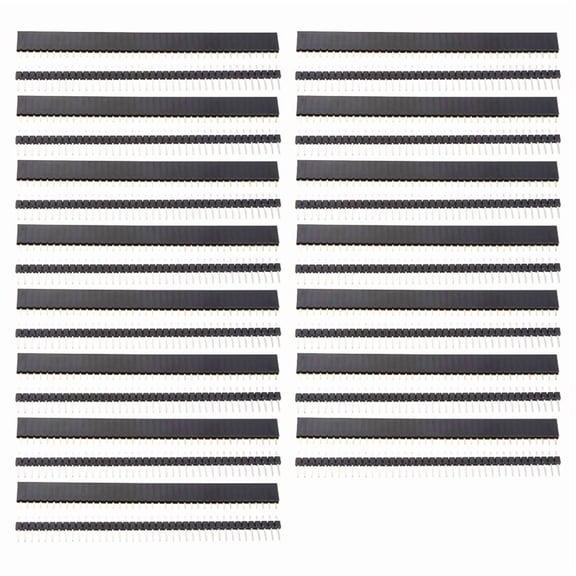 30 Pcs 40 Pin 2.54mm Male & Female Pin headers Plug connector for Prototype Shield,15pcs 40pin male headers Plug connector 15pcs 40pin female headers Plug connector,Silver + black