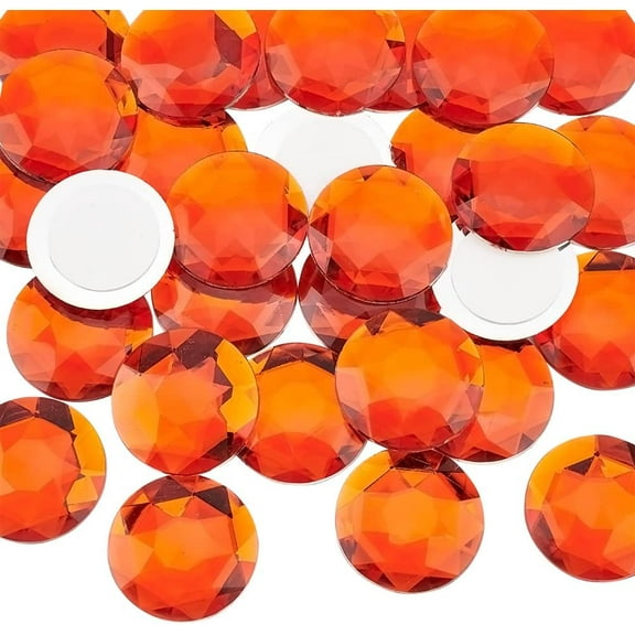 30 Pcs 40mm Flat Back Round Acrylic Rhinestone Stick On Plastic Gems Red Extra Large Self Adhesive Round Jewels Embelishments Circle Gems for Cosplay Costumes Scrapbooking Crafts