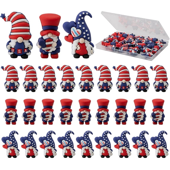 30 Pcs 4th of July Mini Gnome Ornaments - Patriotic Gnomes Figurines Stars and Stripes Decor for Independence Day Memorial Day Party Home Table