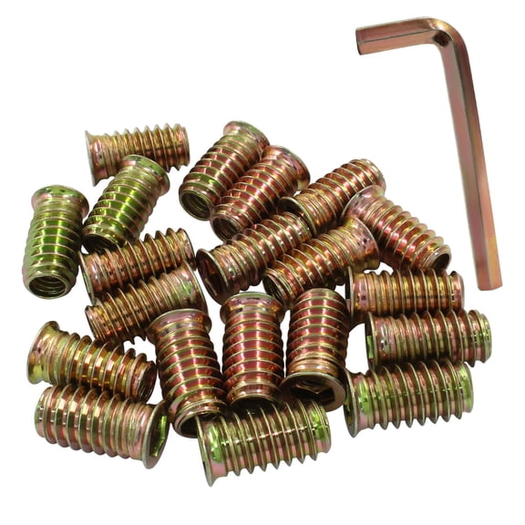 30 Pcs 5/16"-18 x 20mm Threaded Inserts for Wood, Nut Threaded Wood Inserts for Furniture