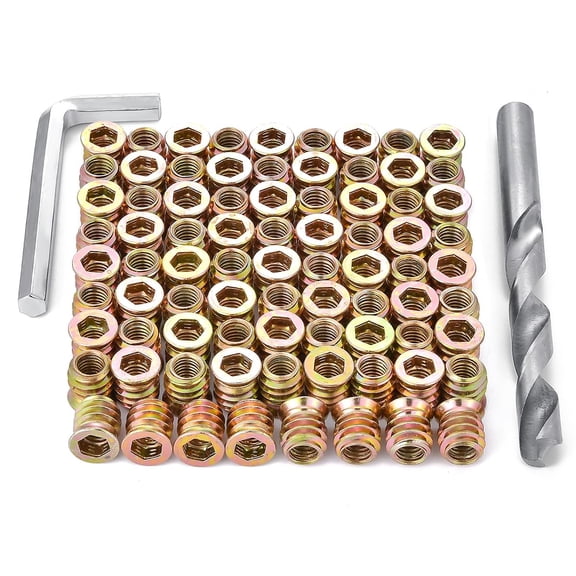 30 Pcs 5/16"-18x12mm Threaded Inserts for Wood Nut Insert, Wood Bolt Inserts for Woodworking Projects, Furniture Hardware