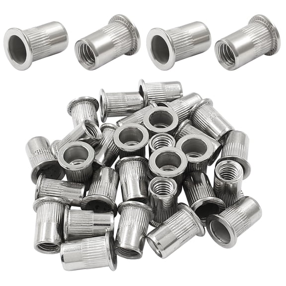 30 Pcs 5/16 Inch - 18 UNC Rivet Nuts - 304 Stainless Steel Flat Head Threaded Insert Nut for Improved Performance and Durability