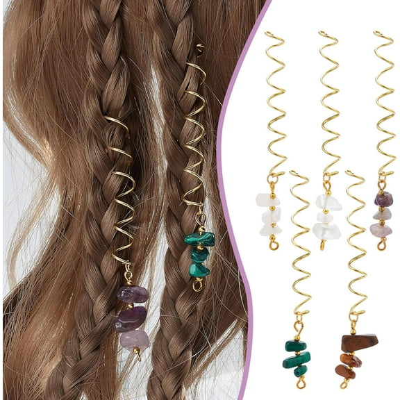 30 Pcs 5 Styles Dreadlock Accessories Hair Cuffs Beads Pendants Loc Hair Jewelry Gold Wire Wrapped Crystal Hair Beads DIY Hair Pendant Charms