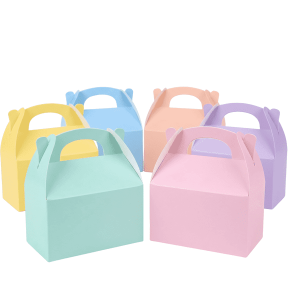 30 Pcs 6-Color Pastel Party Favor Treat Boxes, Paper Candy Gift Gable Boxes for Birthday Wedding Baby Shower Holiday Party Supplies
