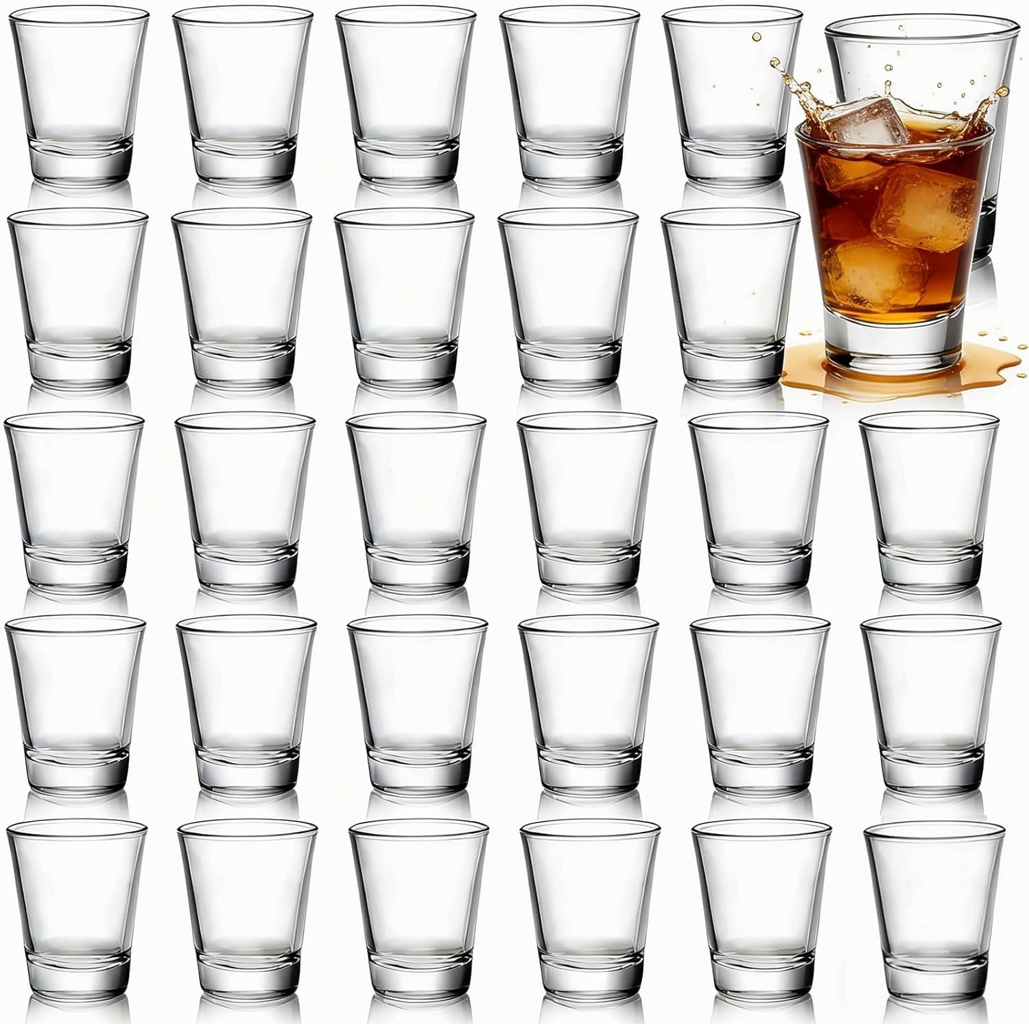 30 Pcs 60ml Shot Glasses, 2oz Heavy Base Shot Glasses Sets, Round ...