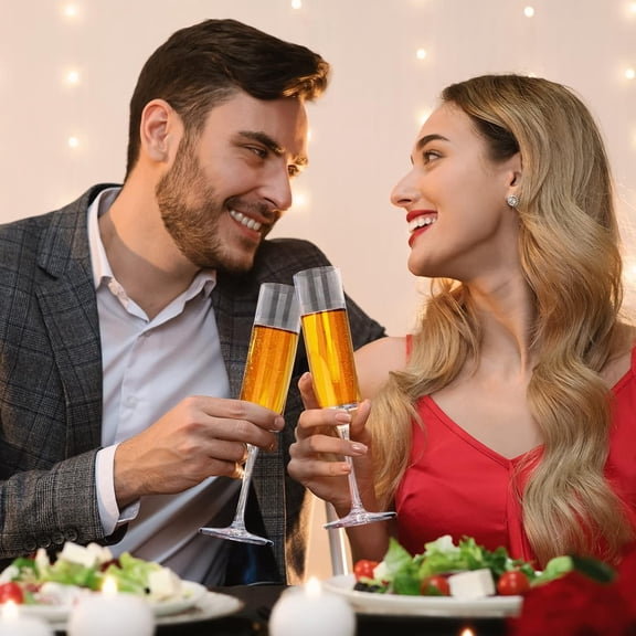 30 Pcs 6oz Acrylic Stemmed Champagne Flutes,  Clear Plastic Glass Set for Sparkling Wine, Reusable Crystal Tall Champagne Glasses Bulk for Wedding Anniversary Birthday