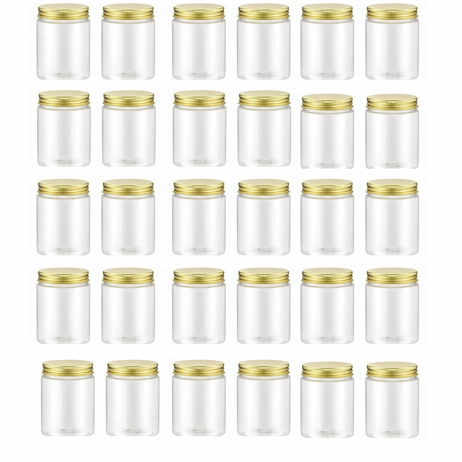 BlinkL Clear PET Plastic Food Storage Jars with Screw-On Gold Lids ...
