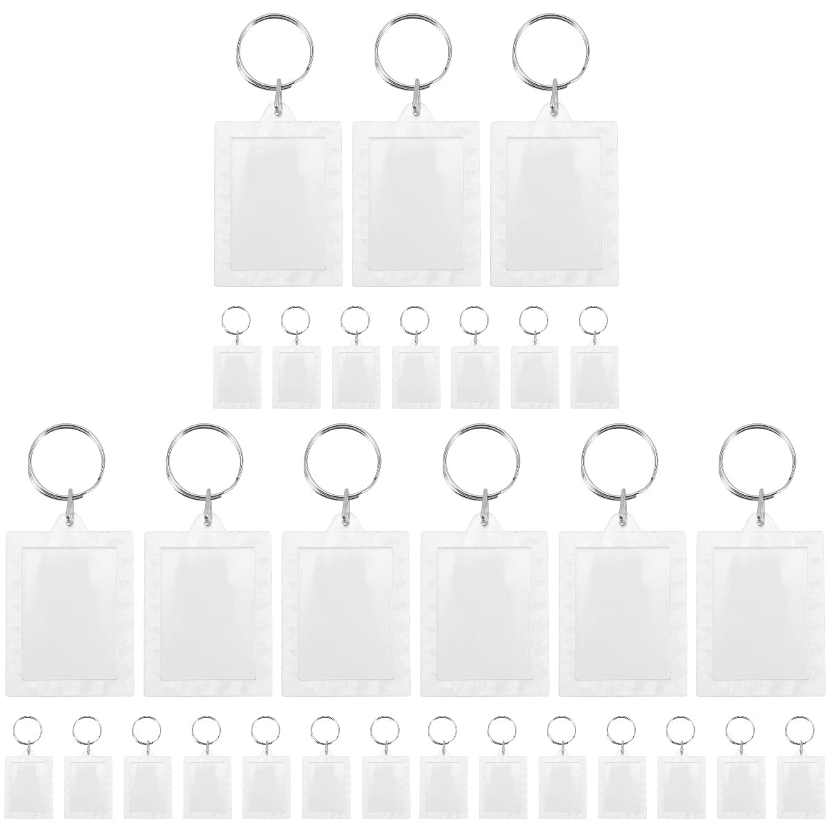 Eease 30 Pcs Clear Acrylic Blank Photo Picture Frame Key Chain Key Ring Fashion Accessory