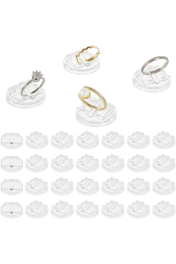 30 Pcs Acrylic Ring Display Holder Transparent Ring Showcase Display Ring Blocks for Selling Jewelry Storage Organizers for Wedding Ring Display Home Retail Shop Shows Photo Prop Round DIY