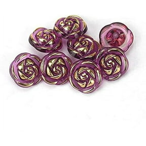 30 Pcs Acrylic Rose Flower Buttons Shirt Buttons Sewing Accessories DIY Crafts (Dark Purple, 12.5mm)