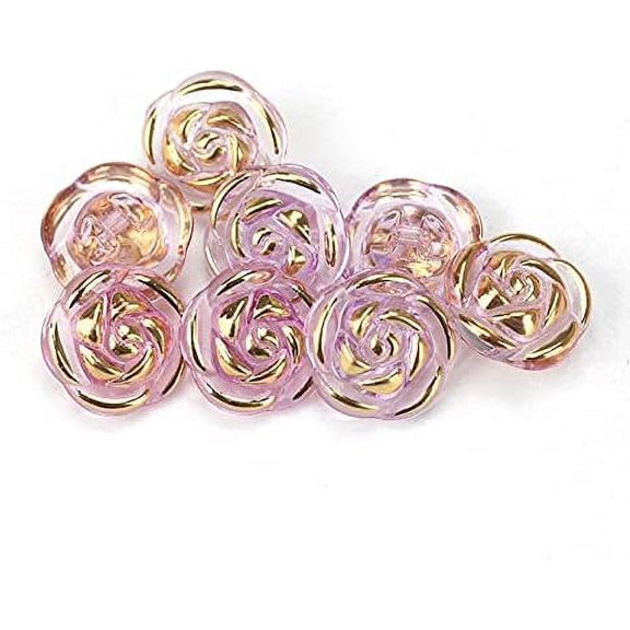 30 Pcs Acrylic Rose Flower Buttons Shirt Buttons Sewing Accessories DIY Crafts (Purple, 12.5mm)