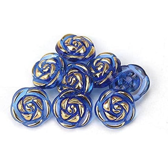 30 Pcs Acrylic Rose Flower Buttons Shirt Buttons Sewing Accessories DIY Crafts (Royal Blue, 12.5mm)